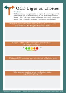 OCD Urges vs. Choices Worksheet | AT Parenting Community